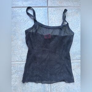 Dog Pile Black Mesh Tank Top. Y2K vintage size s